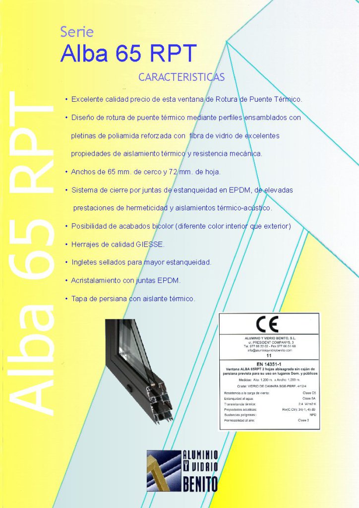 ALBA 65 - Ventana de aluminio con ahorro energético  con rotura de puente térmico.